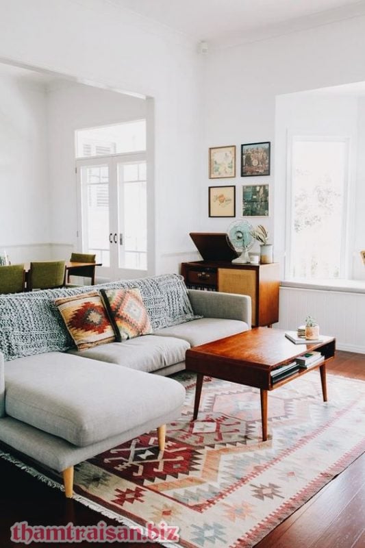 mẫu thảm trải phòng khách phong cách vintage